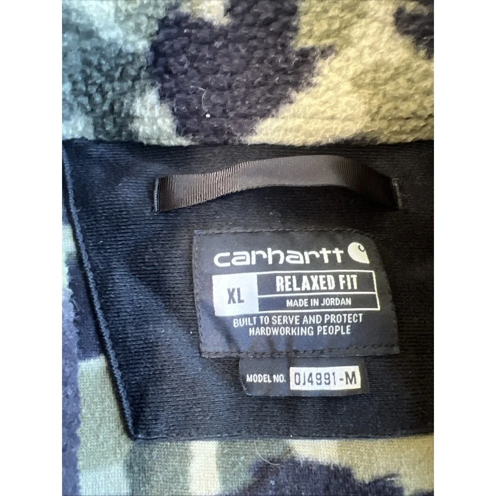 Carhartt Men's XL Camouflage Relaxed Fit 1/4 Snap Pile Fleece Pullover Jacket‎
